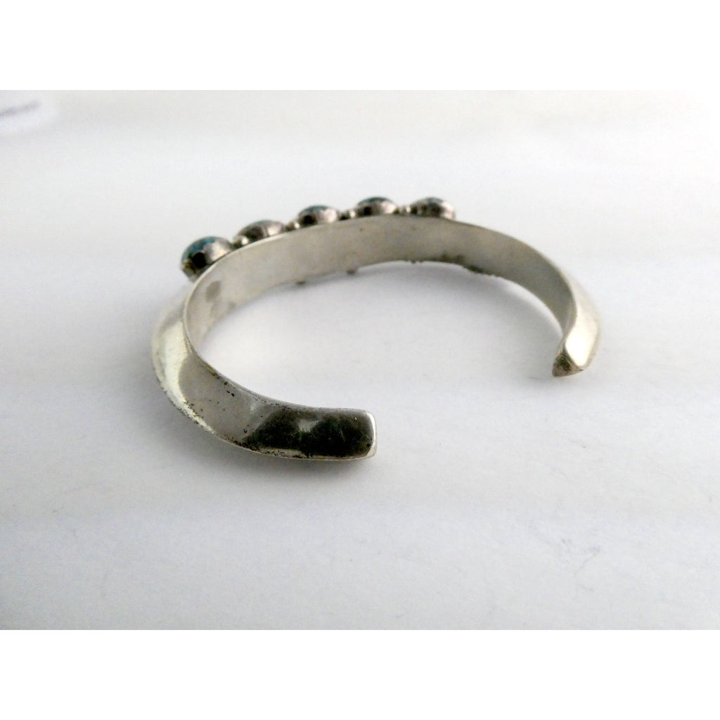 Southwestern Sterling Silver 5 Stone Turquoise Cuff Bracelet 6.75 Inches 58.7g