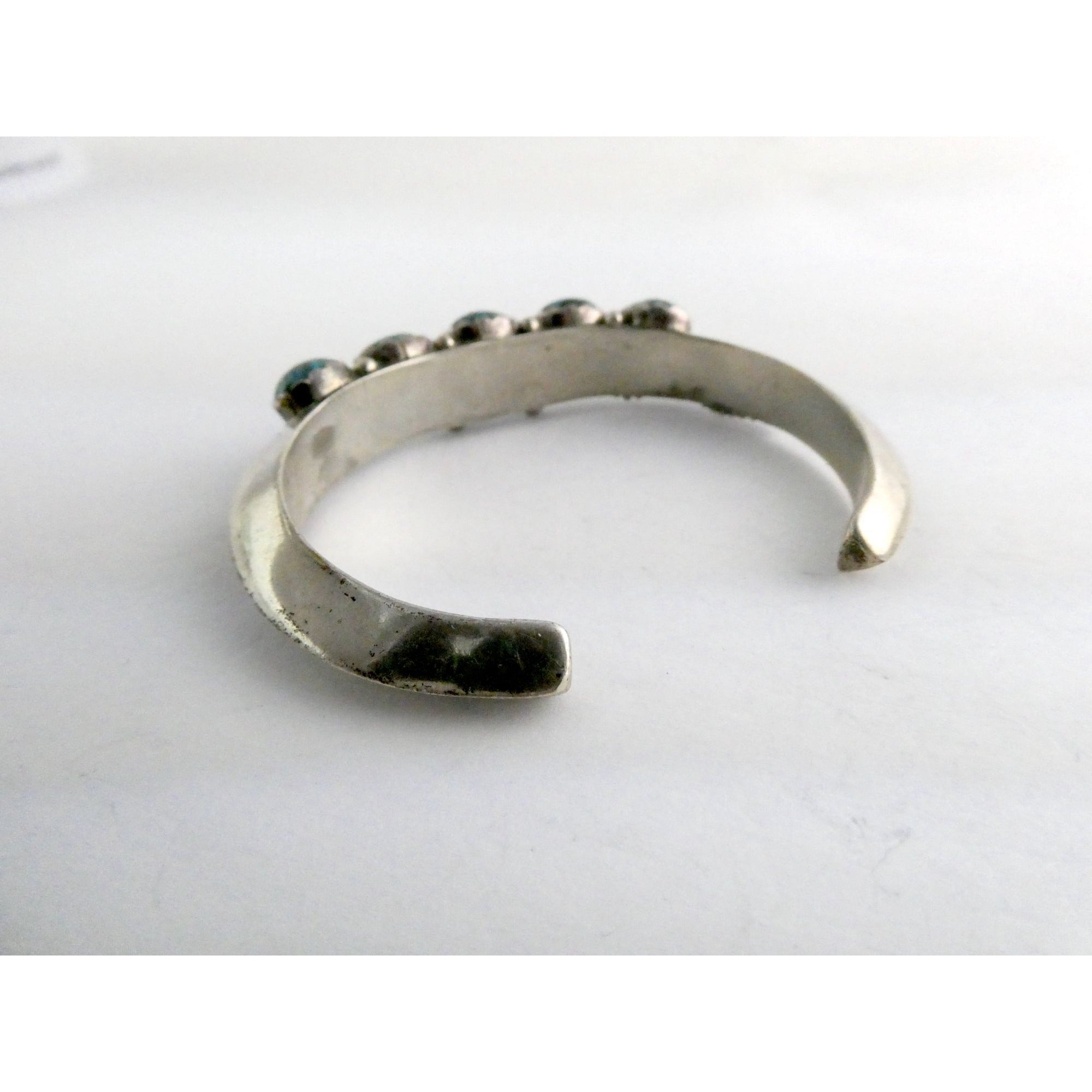 Southwestern Sterling Silver 5 Stone Turquoise Cuff Bracelet 6.75 Inches 58.7g