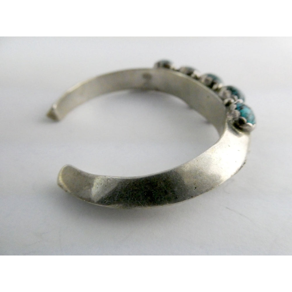 Southwestern Sterling Silver 5 Stone Turquoise Cuff Bracelet 6.75 Inches 58.7g