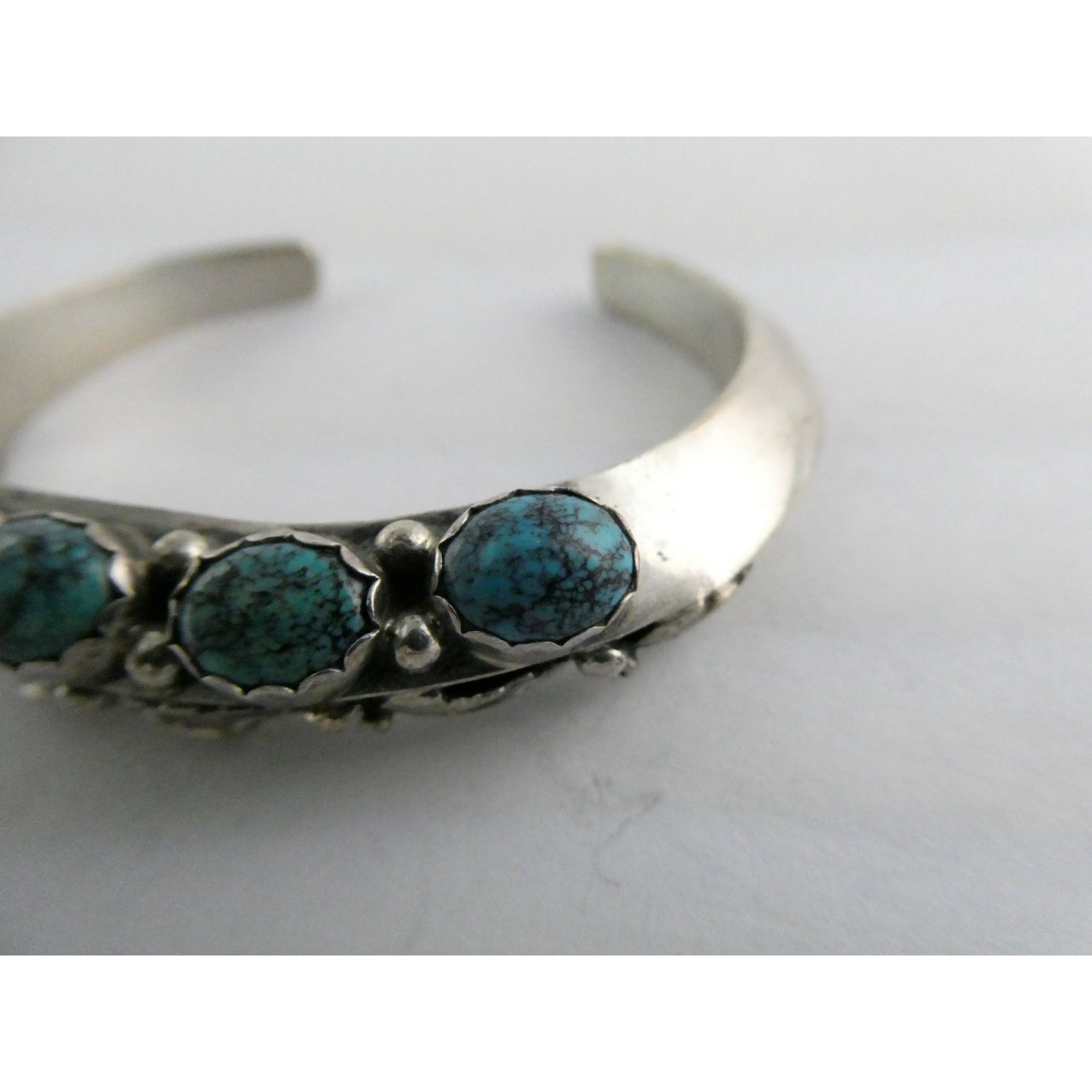Southwestern Sterling Silver 5 Stone Turquoise Cuff Bracelet 6.75 Inches 58.7g