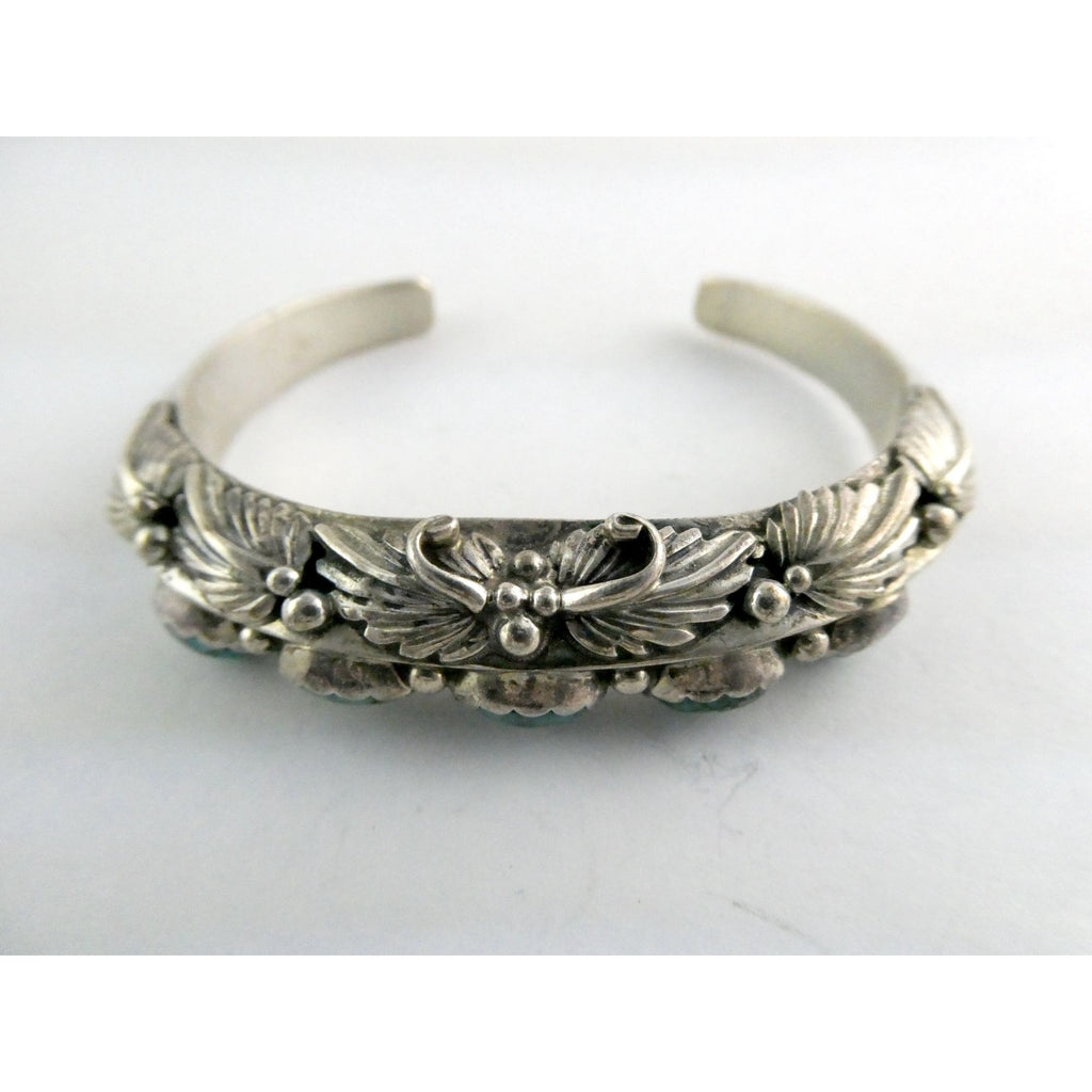 Southwestern Sterling Silver 5 Stone Turquoise Cuff Bracelet 6.75 Inches 58.7g