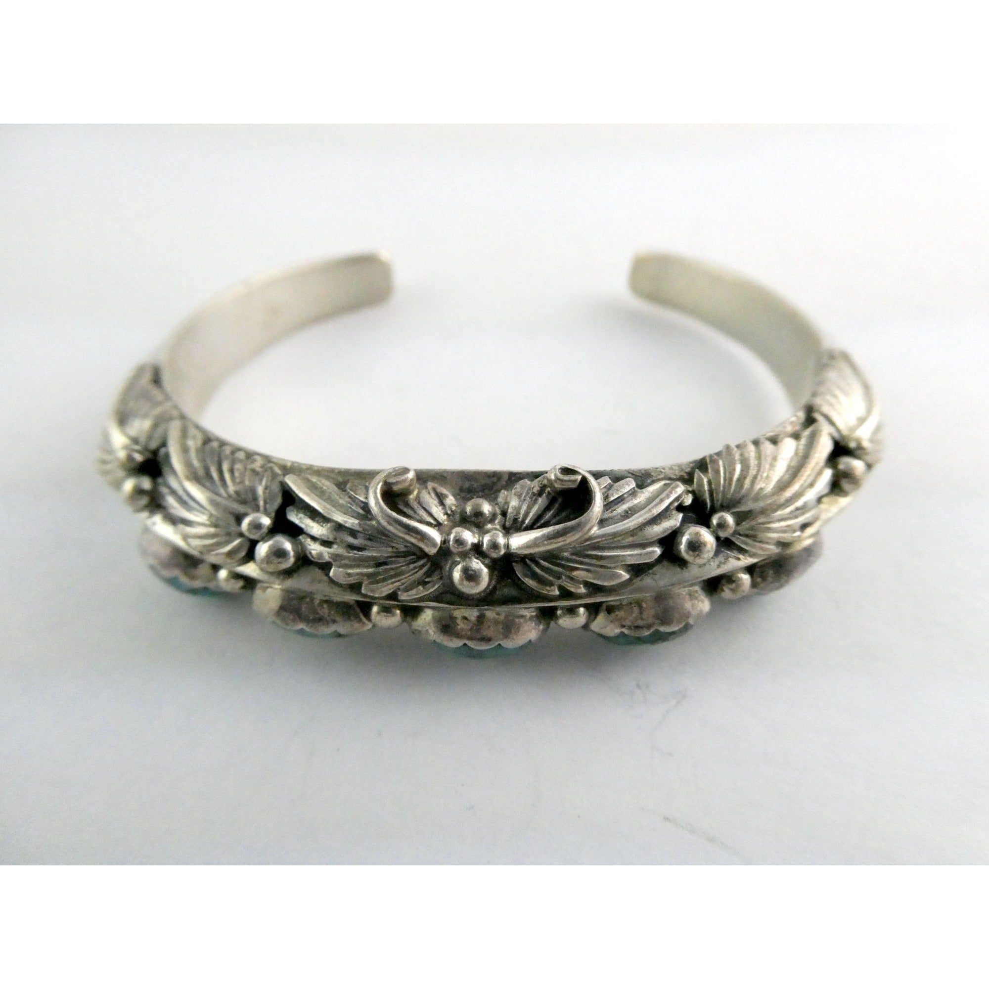 Southwestern Sterling Silver 5 Stone Turquoise Cuff Bracelet 6.75 Inches 58.7g