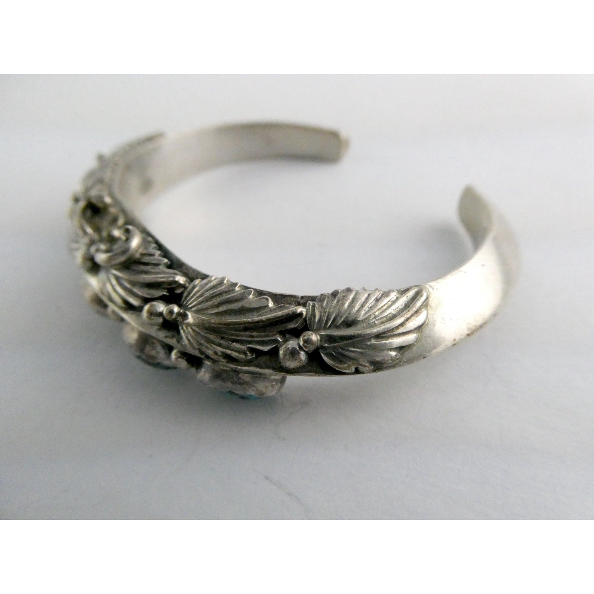 Southwestern Sterling Silver 5 Stone Turquoise Cuff Bracelet 6.75 Inches 58.7g