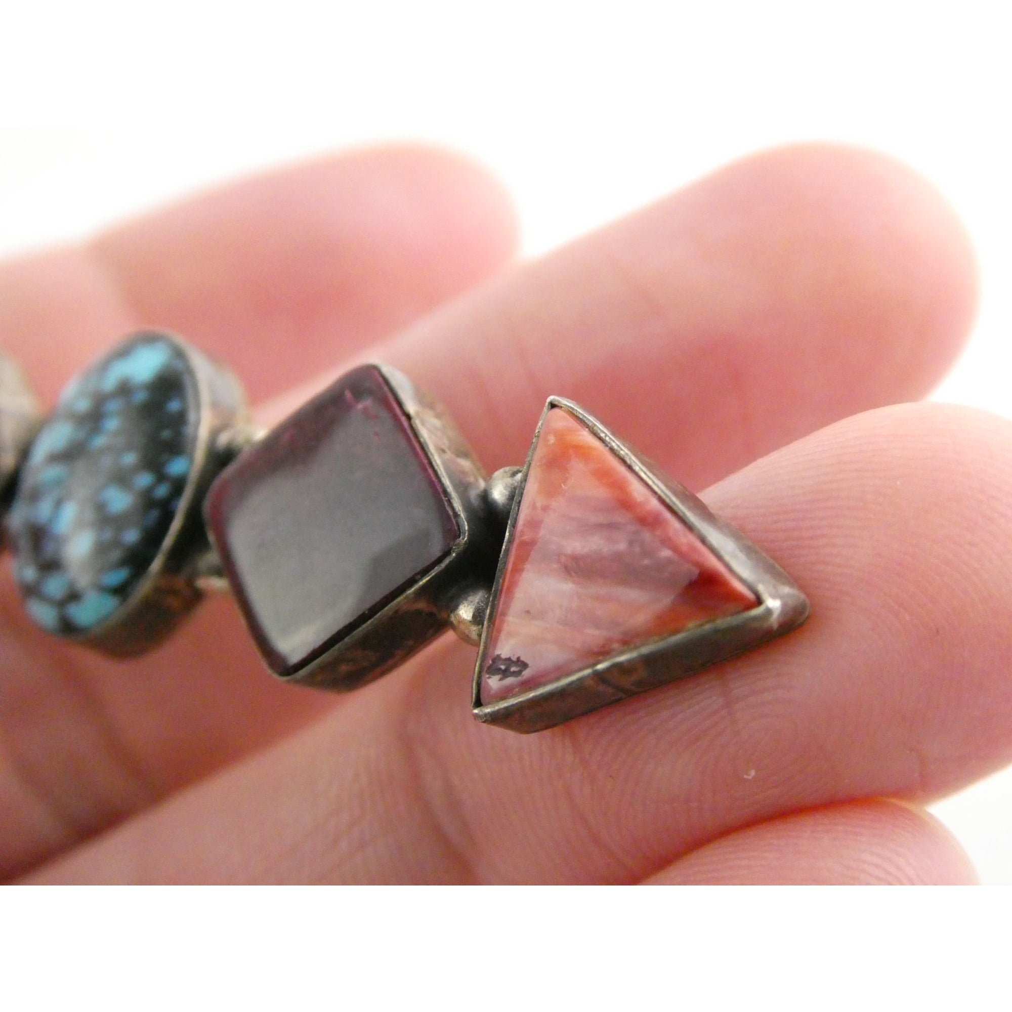 Elgin Tom NA Navajo Sterling Silver Spiny Oyster Shell and Turquoise Pin Brooch