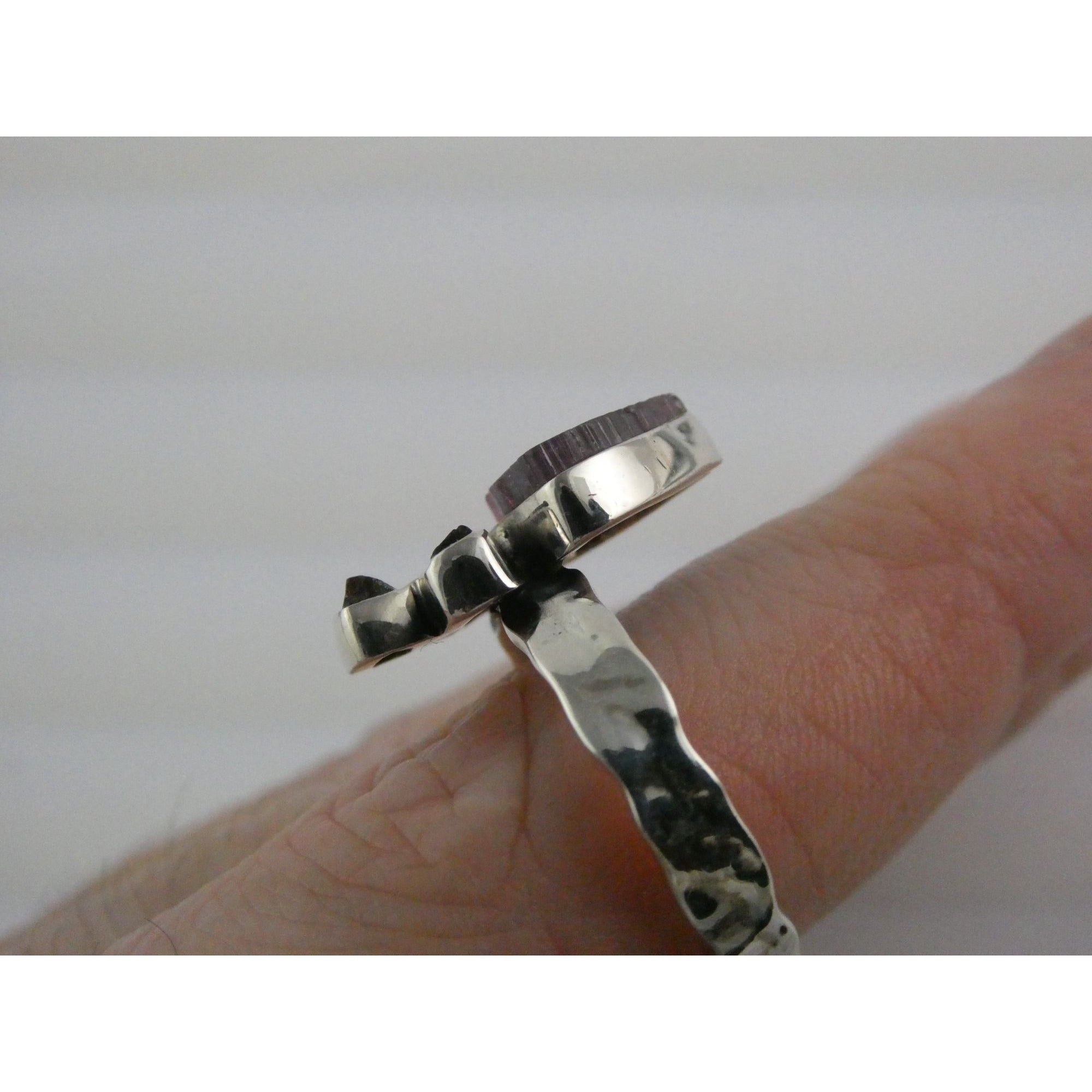 Artisan Made Sterling Silver Watermelon Tourmaline Ring Size 10 Weighs 6.7g