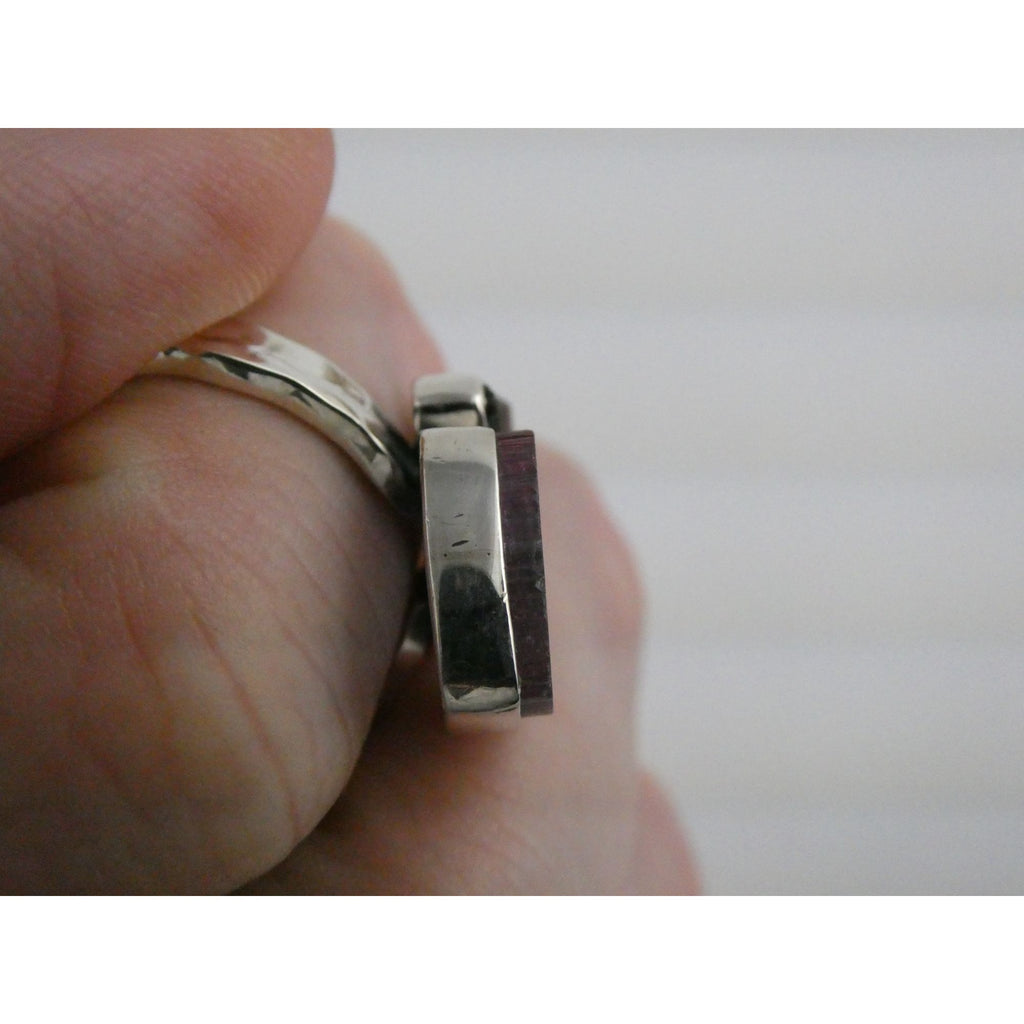 Artisan Made Sterling Silver Watermelon Tourmaline Ring Size 10 Weighs 6.7g