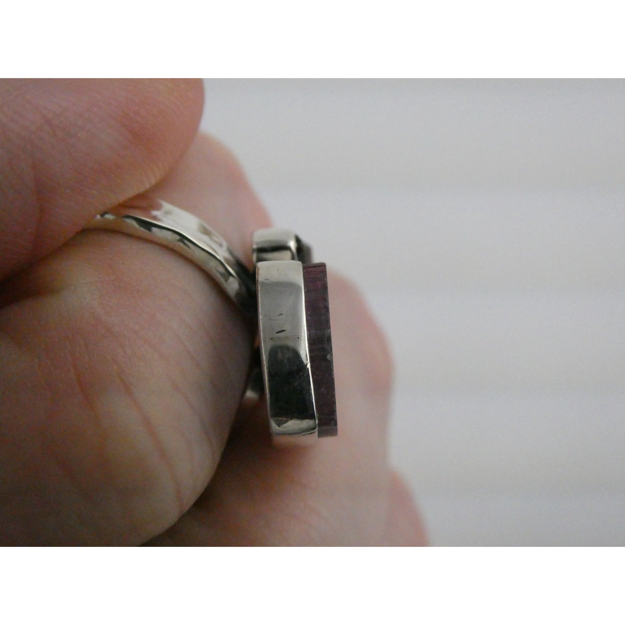 Artisan Made Sterling Silver Watermelon Tourmaline Ring Size 10 Weighs 6.7g