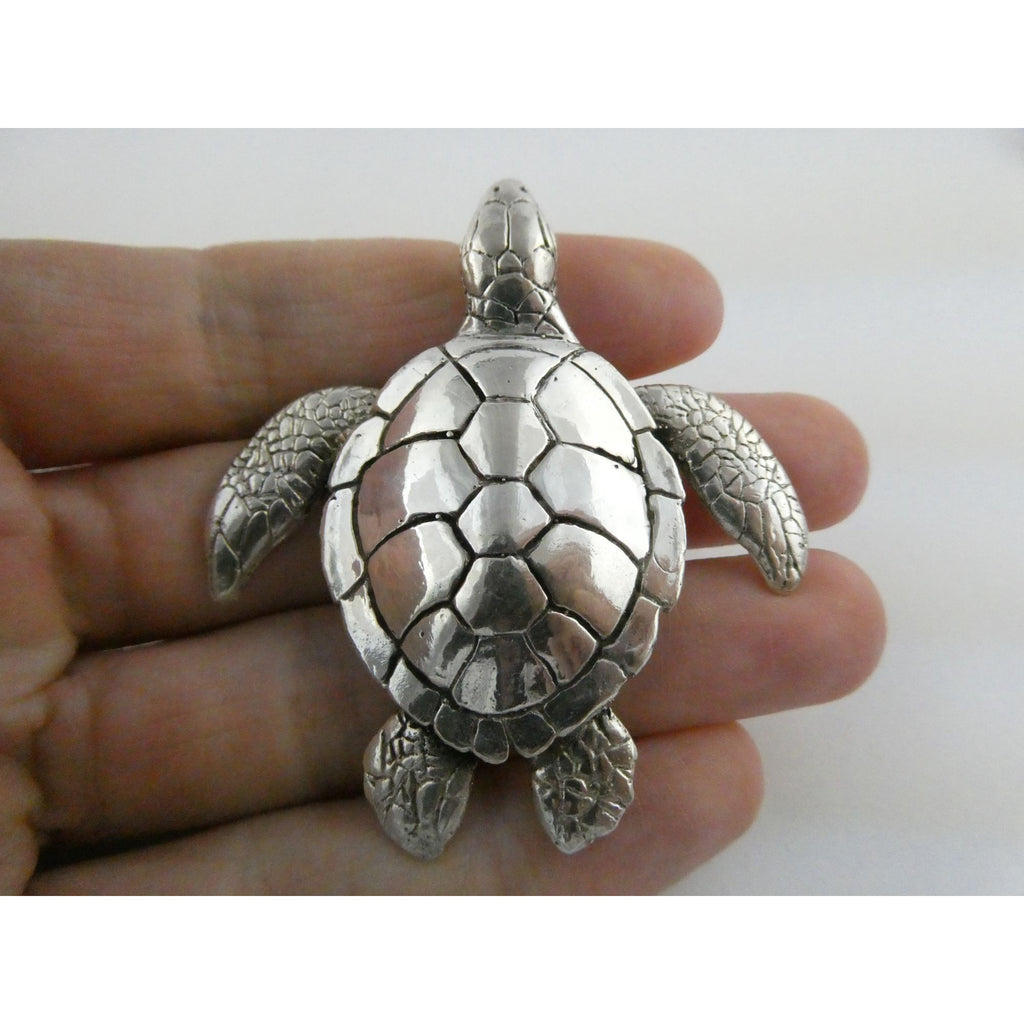 Vintage Boyd Signed Hawaiian Artist Sterling Silver Sea Turtle Pin Brooch 2.25In