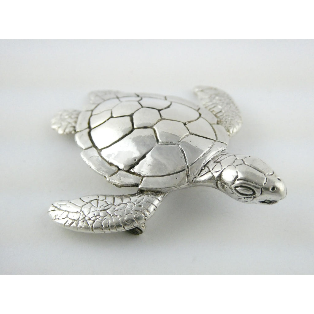 Vintage Boyd Signed Hawaiian Artist Sterling Silver Sea Turtle Pin Brooch 2.25In