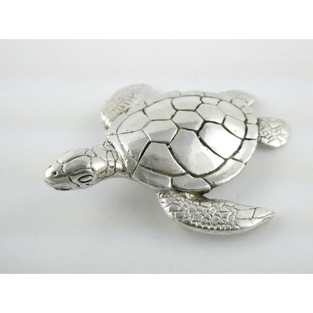 Vintage Boyd Signed Hawaiian Artist Sterling Silver Sea Turtle Pin Brooch 2.25In