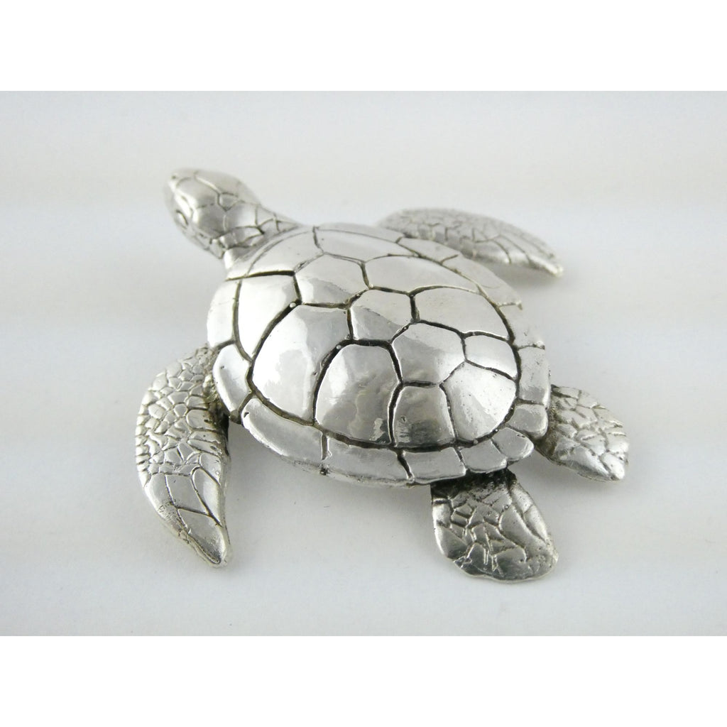 Vintage Boyd Signed Hawaiian Artist Sterling Silver Sea Turtle Pin Brooch 2.25In