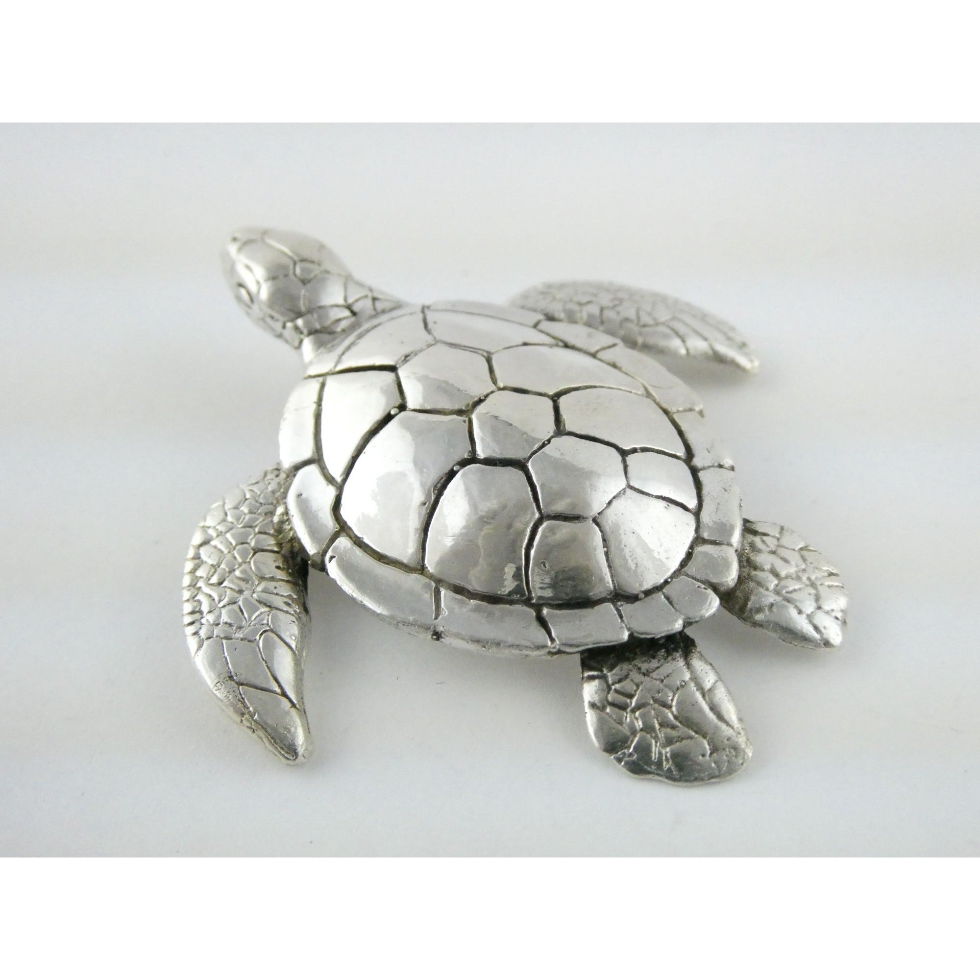 Vintage Boyd Signed Hawaiian Artist Sterling Silver Sea Turtle Pin Brooch 2.25In