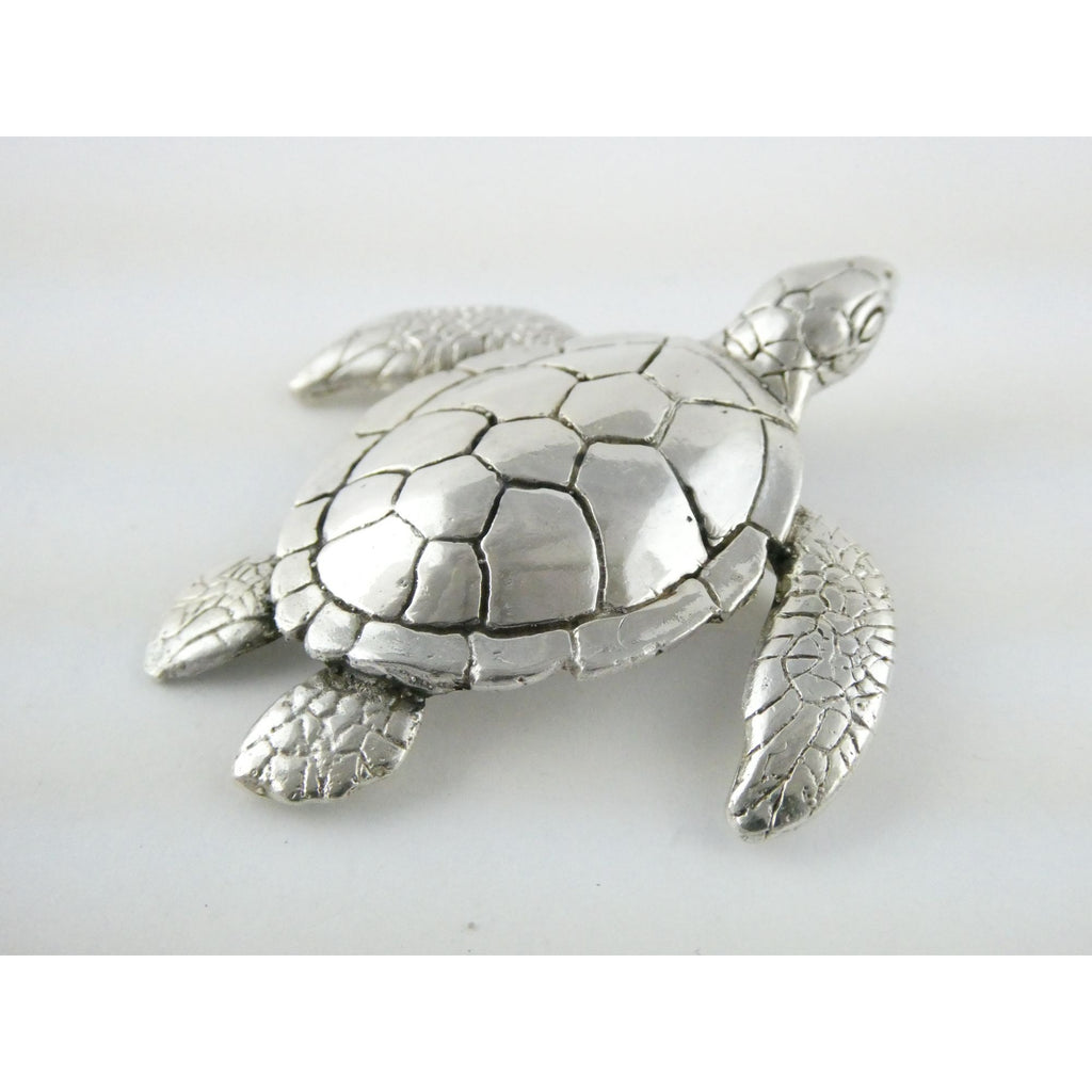 Vintage Boyd Signed Hawaiian Artist Sterling Silver Sea Turtle Pin Brooch 2.25In