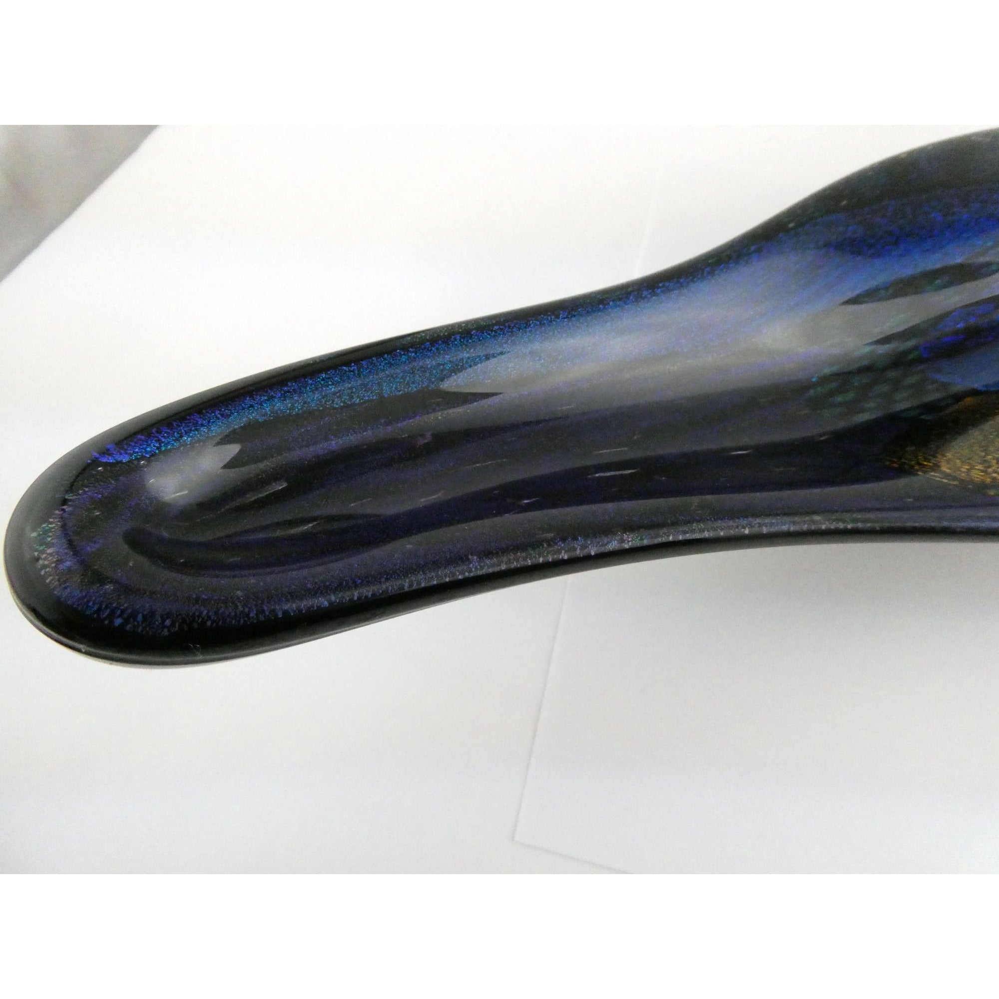American Studio Art Glass Dichroic Freeform Sculpture Bowl Foiled Design 20 In