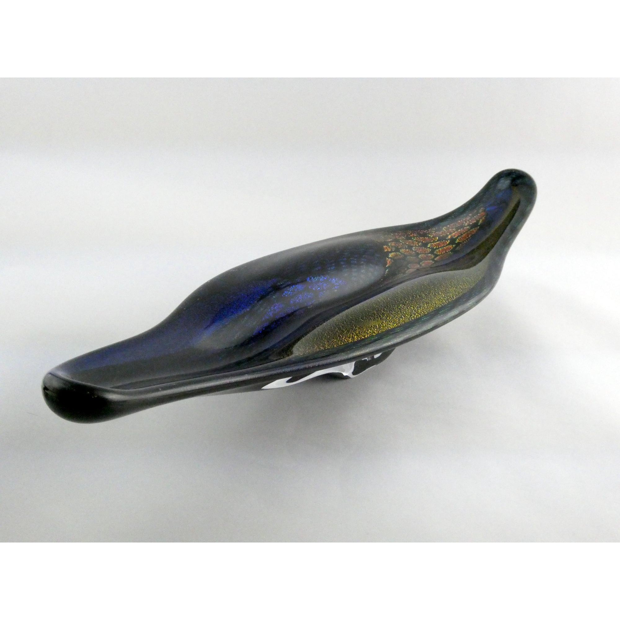 American Studio Art Glass Dichroic Freeform Sculpture Bowl Foiled Design 20 In