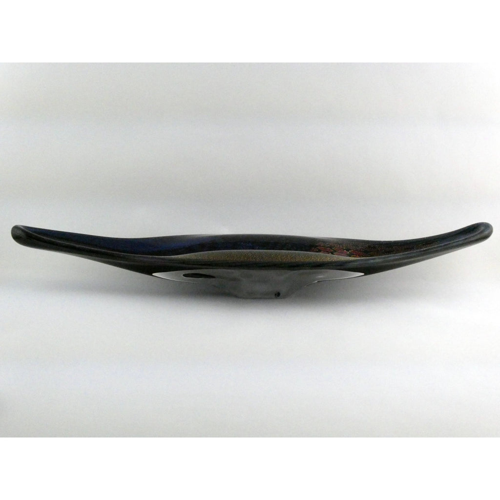 American Studio Art Glass Dichroic Freeform Sculpture Bowl Foiled Design 20 In