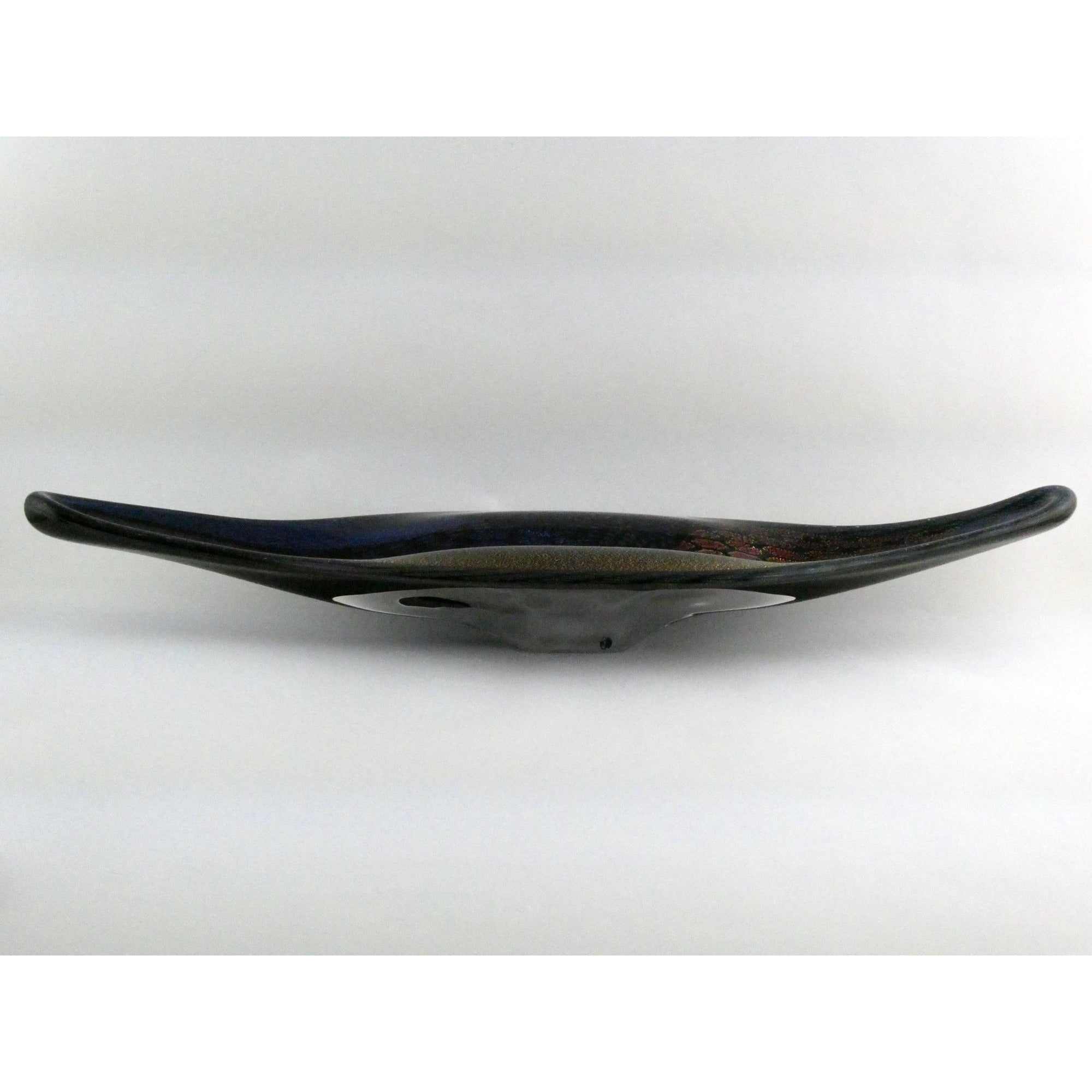 American Studio Art Glass Dichroic Freeform Sculpture Bowl Foiled Design 20 In