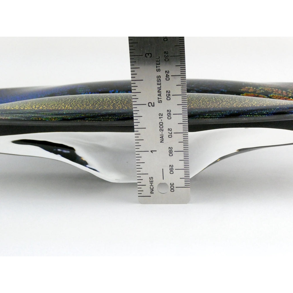American Studio Art Glass Dichroic Freeform Sculpture Bowl Foiled Design 20 In