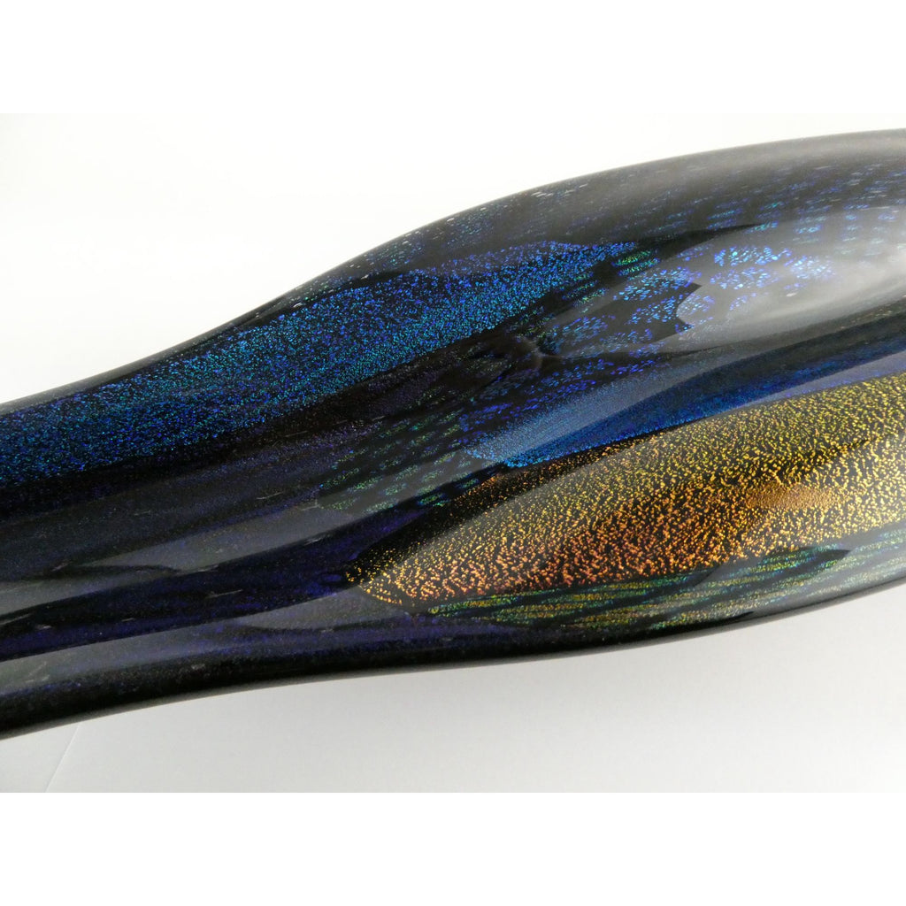 American Studio Art Glass Dichroic Freeform Sculpture Bowl Foiled Design 20 In