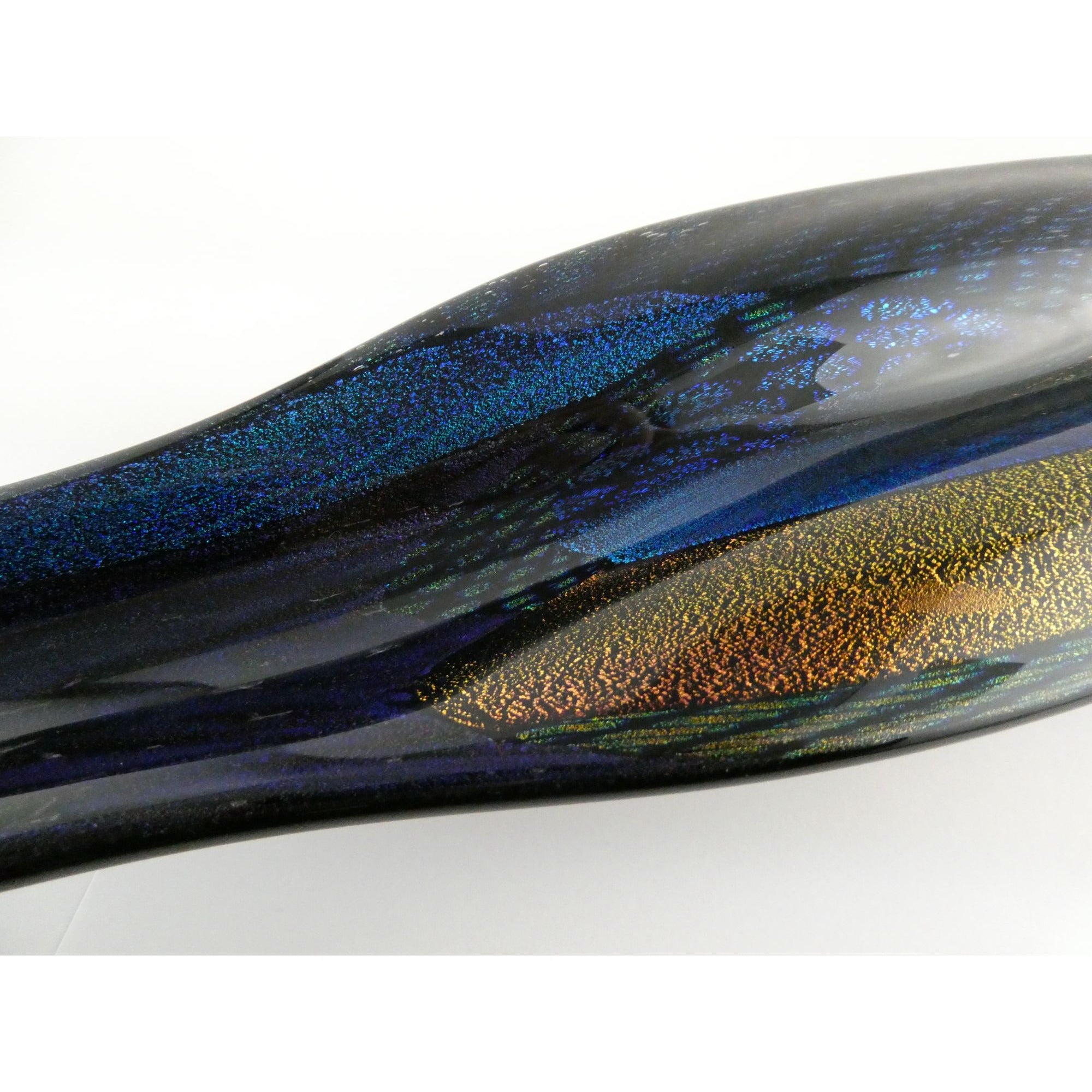 American Studio Art Glass Dichroic Freeform Sculpture Bowl Foiled Design 20 In