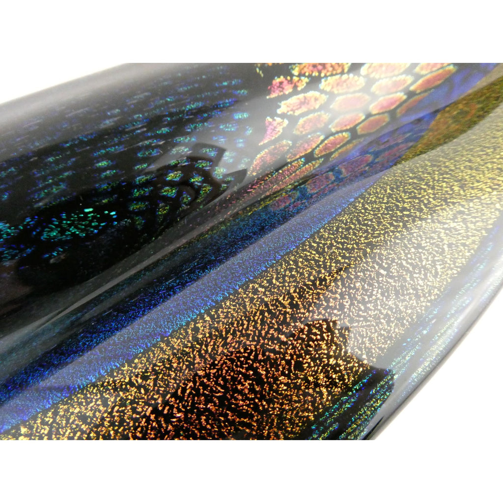 American Studio Art Glass Dichroic Freeform Sculpture Bowl Foiled Design 20 In