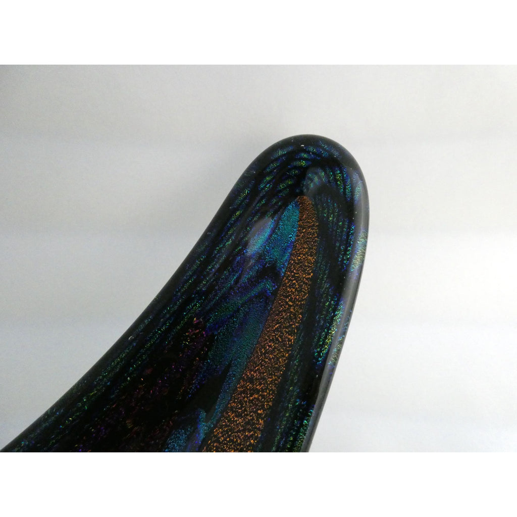 American Studio Art Glass Dichroic Freeform Sculpture Bowl Foiled Design 20 In
