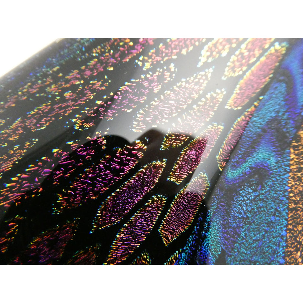 American Studio Art Glass Dichroic Freeform Sculpture Bowl Foiled Design 20 In