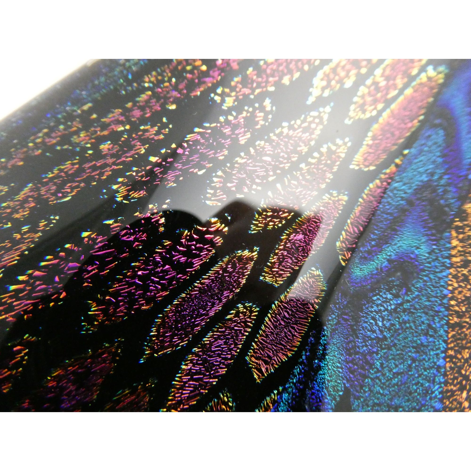 American Studio Art Glass Dichroic Freeform Sculpture Bowl Foiled Design 20 In