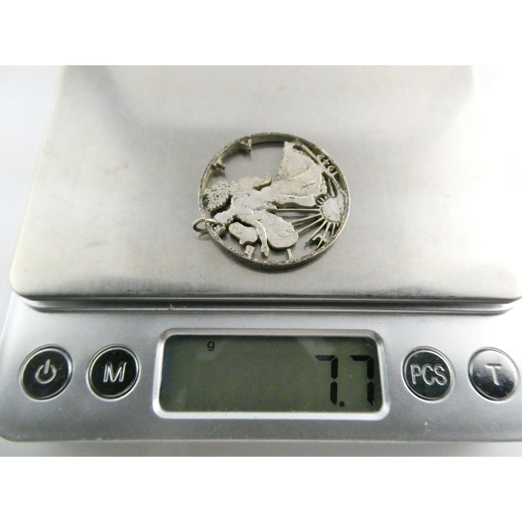 1942 Walking Liberty 900 Silver Half Dollar Coin Cut Out Pendant 7.7g 30mm Diam