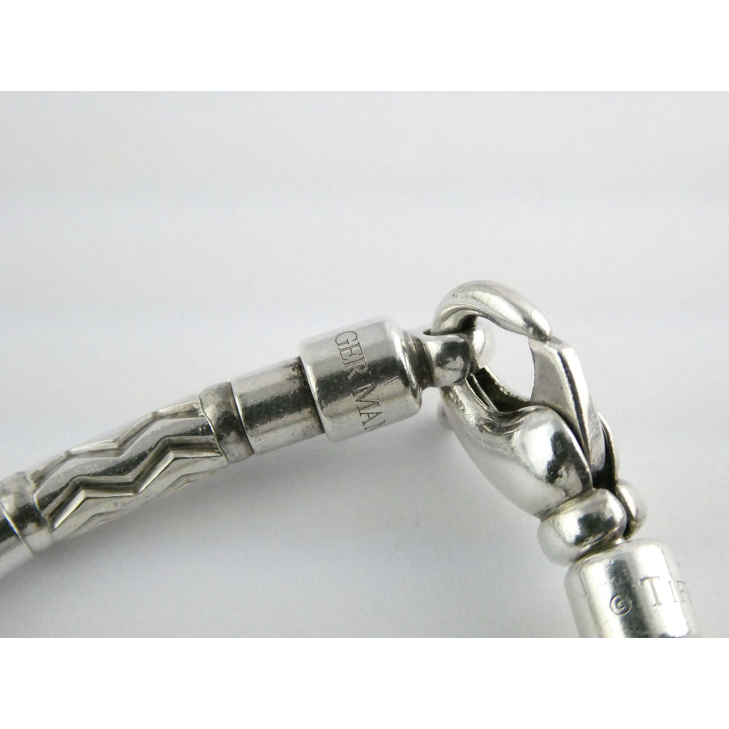 Tiffany and Co Sterling Silver Aztec Zig Zag Link Bracelet with Pouch 7 Inches