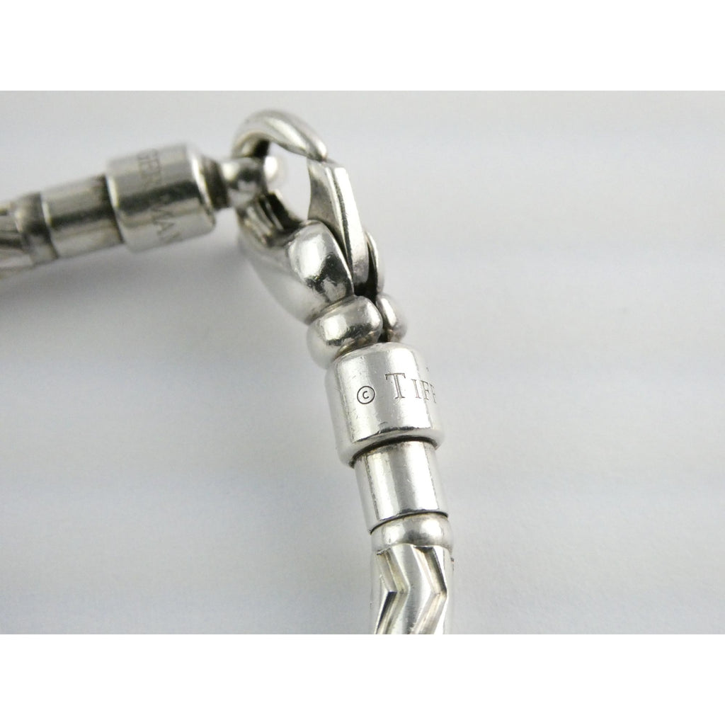 Tiffany and Co Sterling Silver Aztec Zig Zag Link Bracelet with Pouch 7 Inches