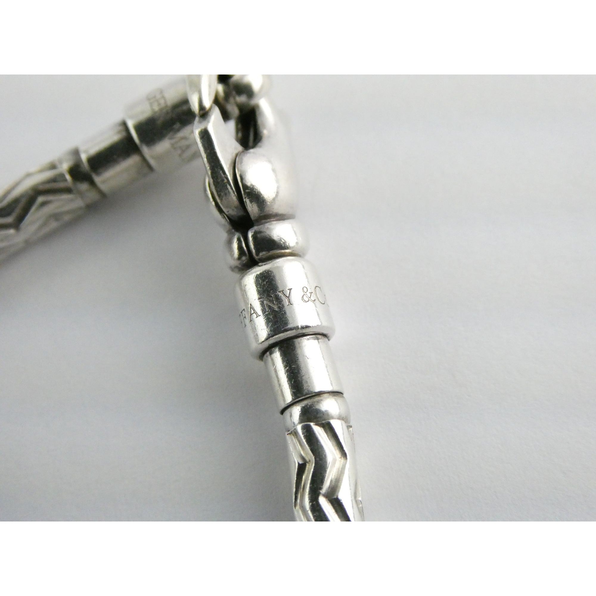 Tiffany and Co Sterling Silver Aztec Zig Zag Link Bracelet with Pouch 7 Inches
