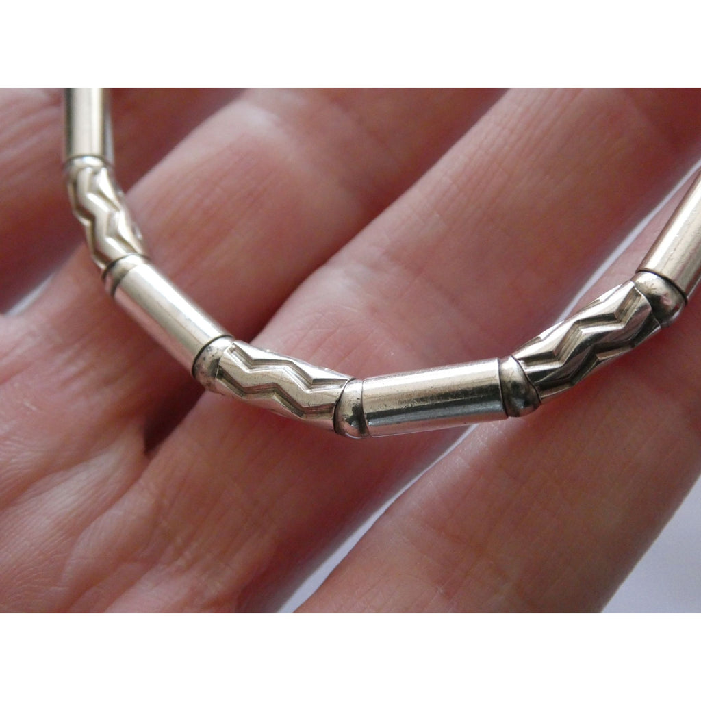 Tiffany and Co Sterling Silver Aztec Zig Zag Link Bracelet with Pouch 7 Inches