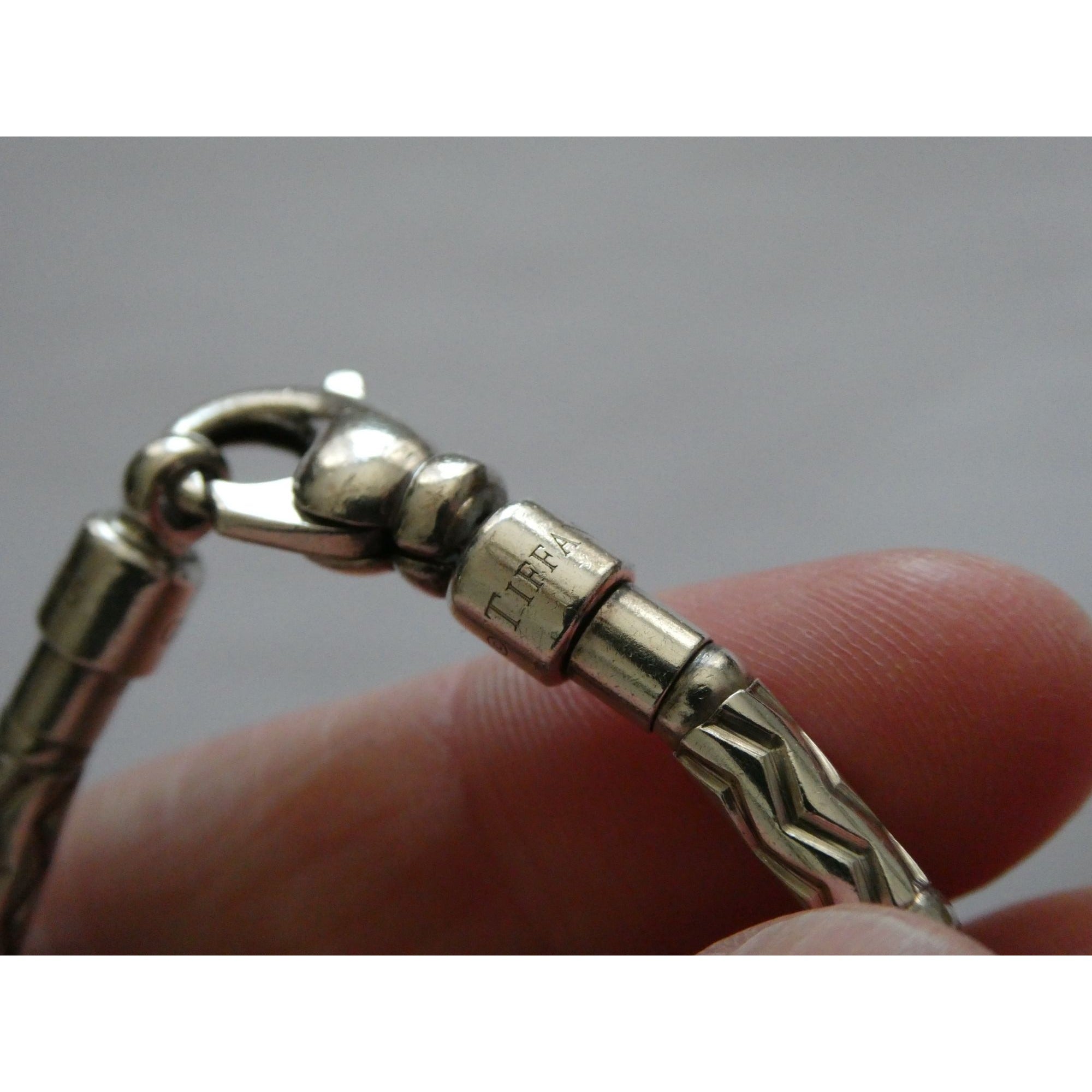 Tiffany and Co Sterling Silver Aztec Zig Zag Link Bracelet with Pouch 7 Inches