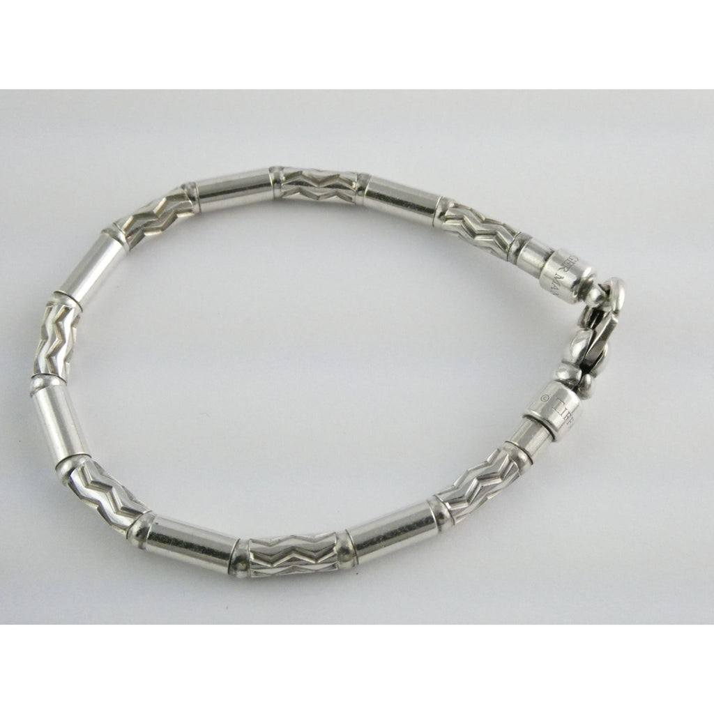 Tiffany and Co Sterling Silver Aztec Zig Zag Link Bracelet with Pouch 7 Inches