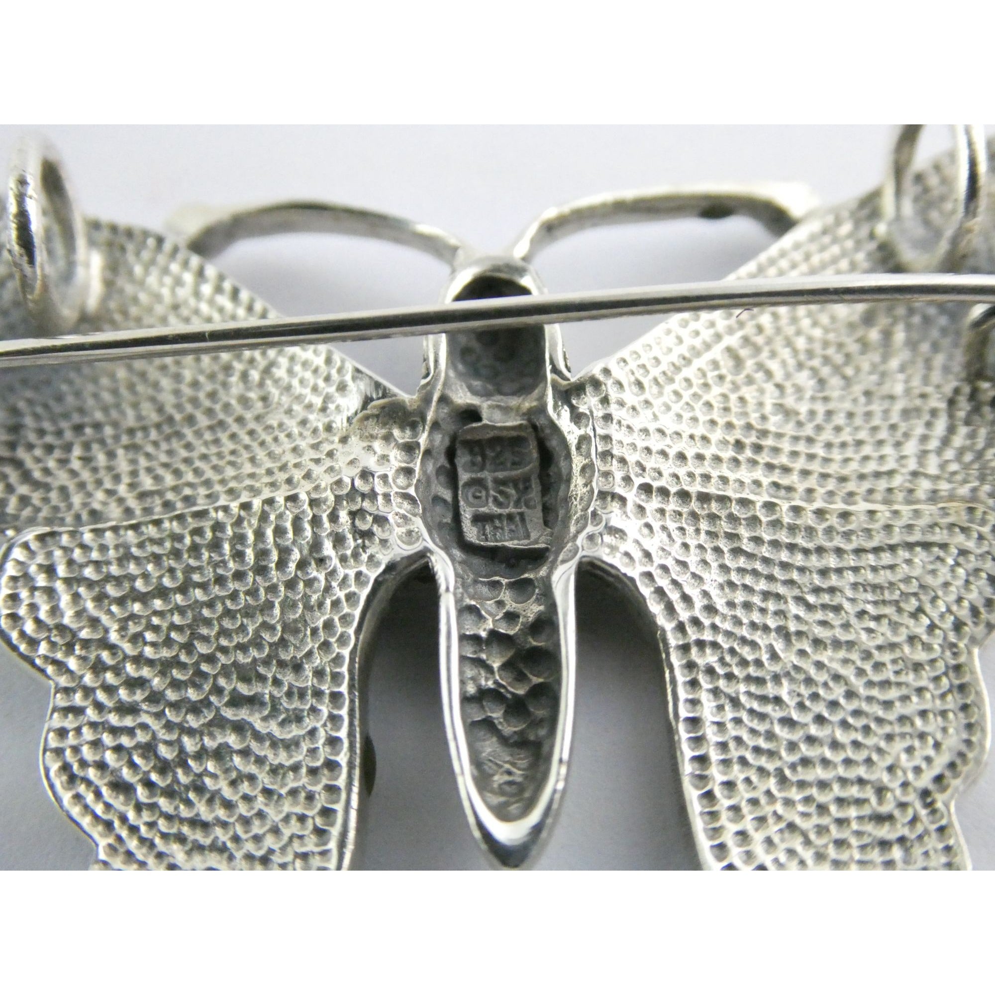 SX Sterling Silver Abalone Shell Inlay Butterfly Shape Brooch Pendant 16g 1.5 In