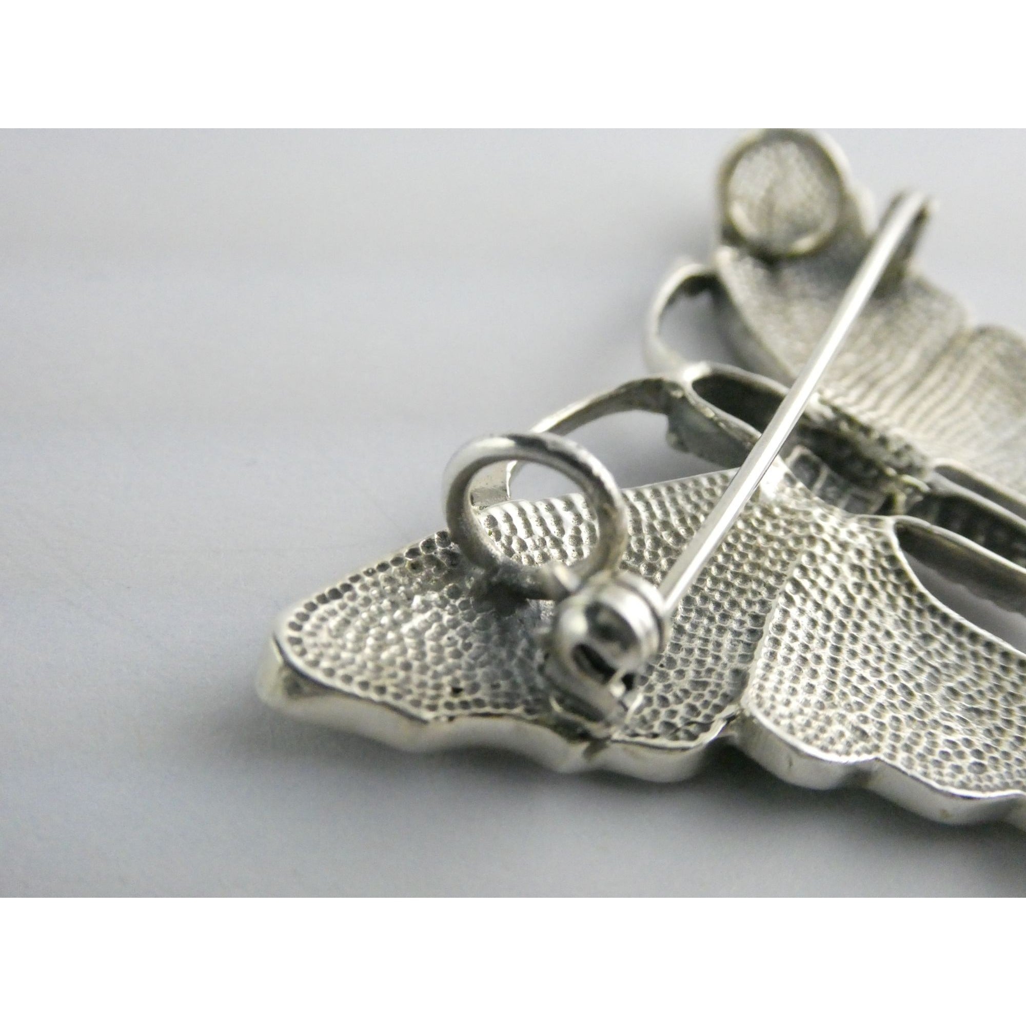 SX Sterling Silver Abalone Shell Inlay Butterfly Shape Brooch Pendant 16g 1.5 In