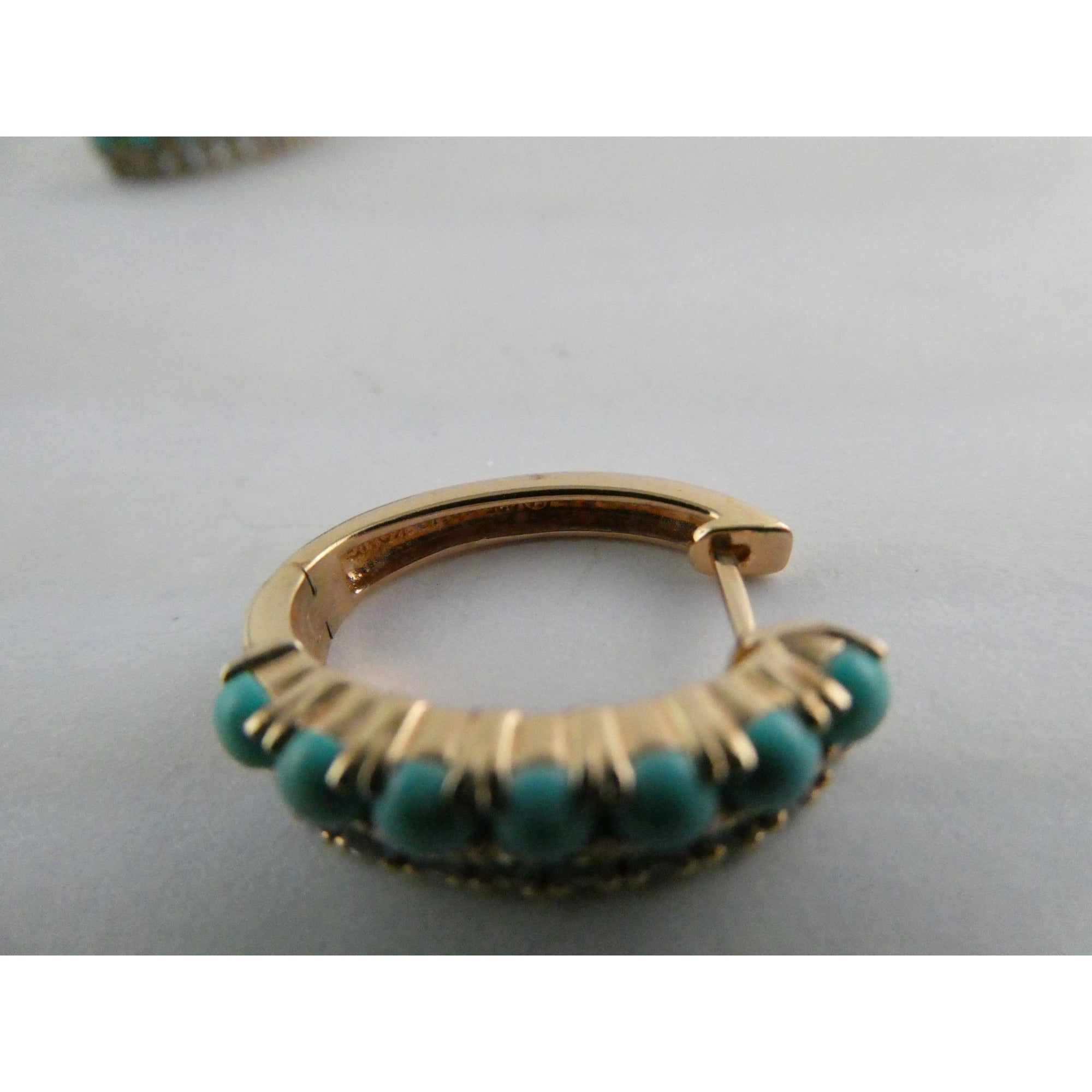 EA Designer Rose Gold Gilt Sterling Silver Turquoise and Blue Topaz Earrings 925