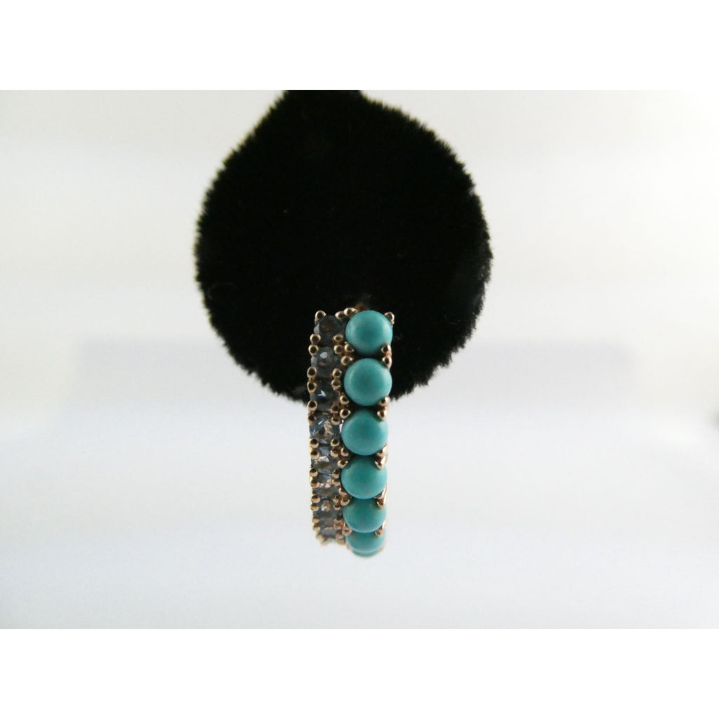 EA Designer Rose Gold Gilt Sterling Silver Turquoise and Blue Topaz Earrings 925