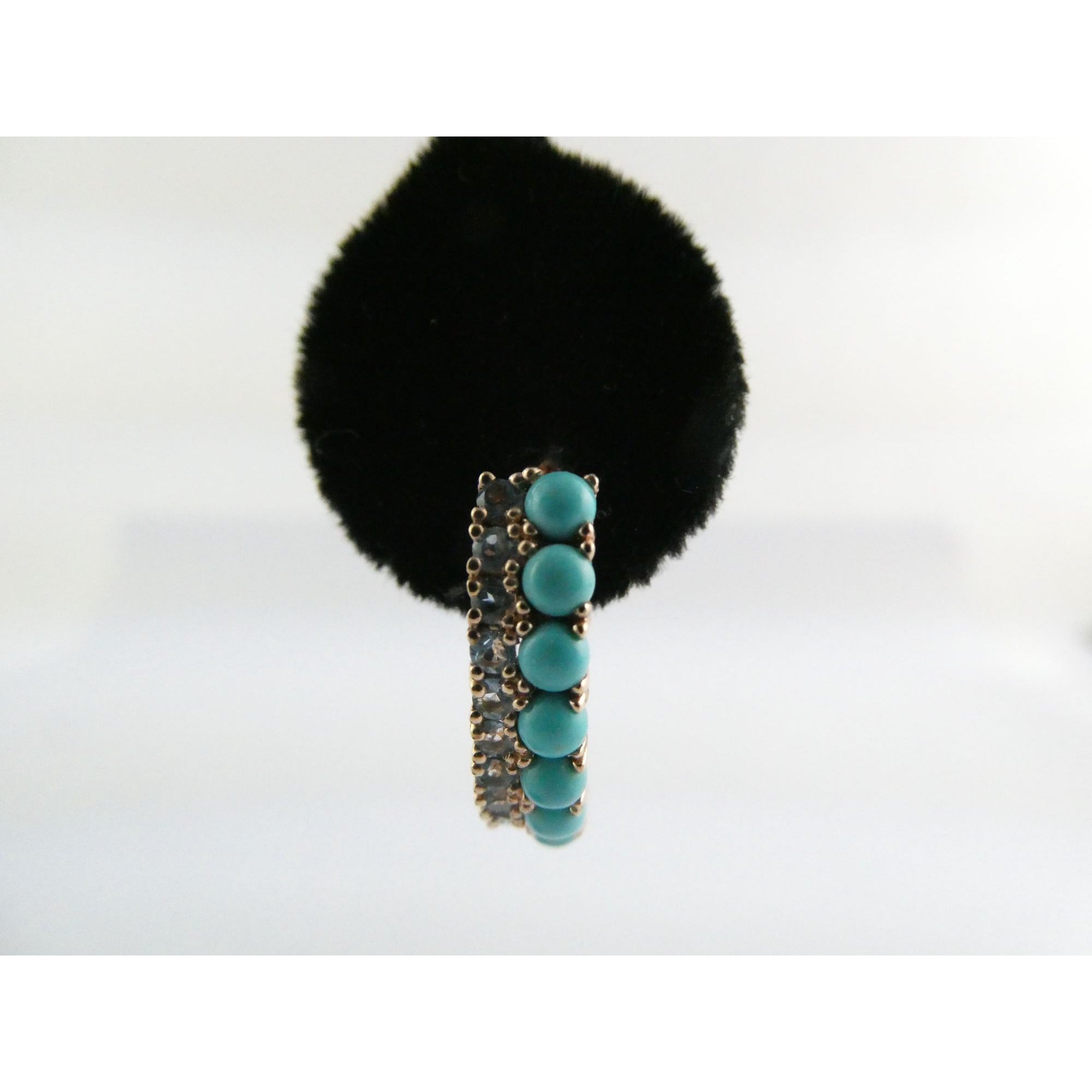 EA Designer Rose Gold Gilt Sterling Silver Turquoise and Blue Topaz Earrings 925