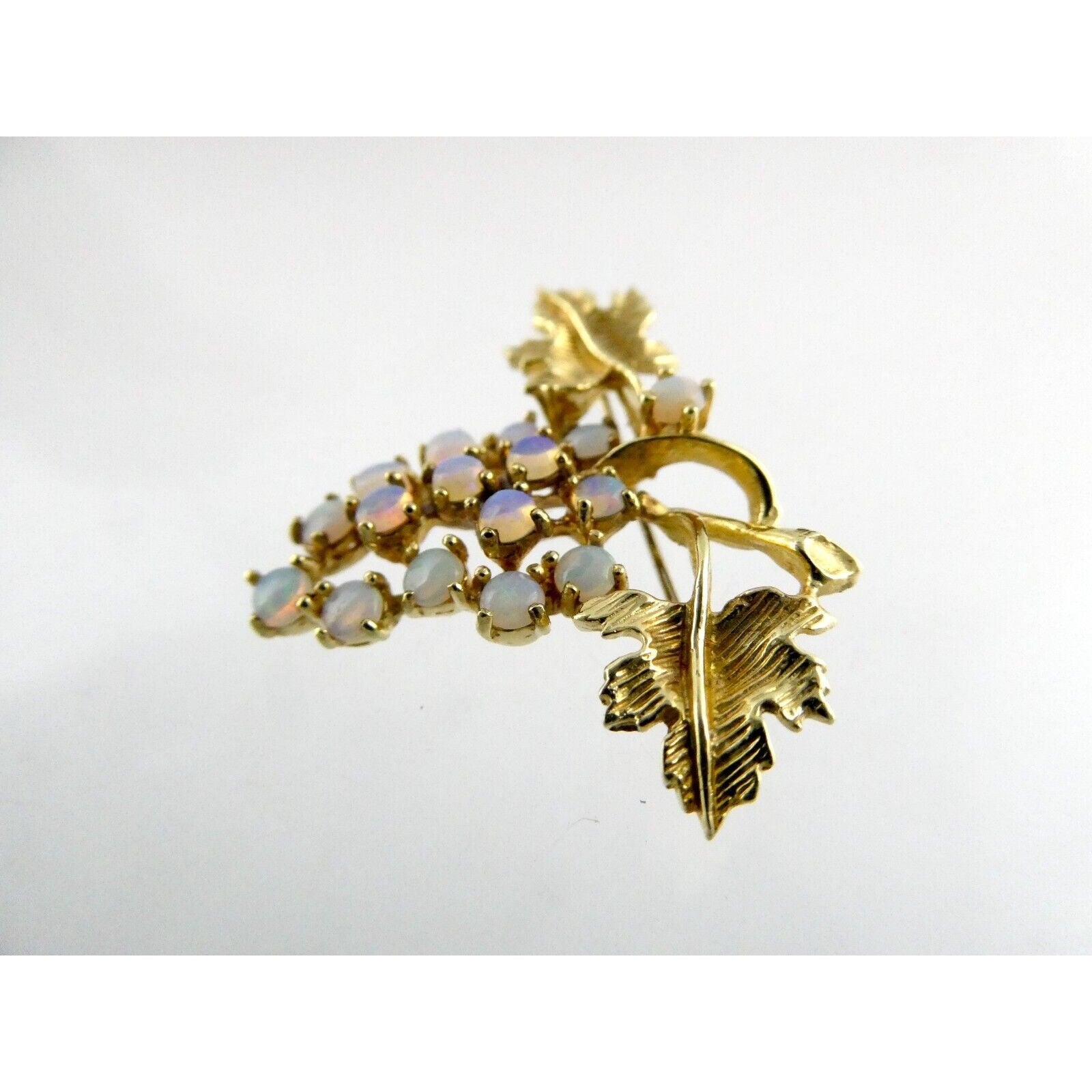 Vintage Hubertus Von Skal Modernist 14k Yellow Gold Opal Grape Pin Brooch 5.4g