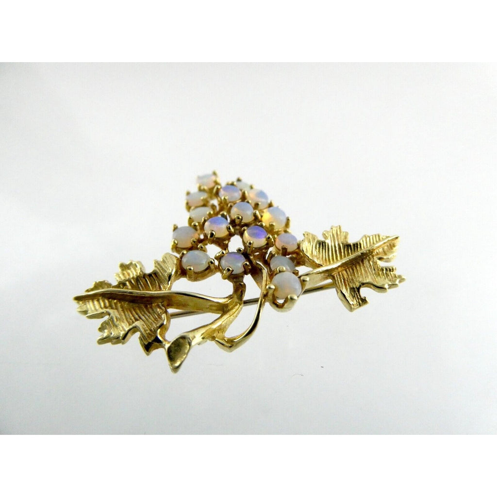 Vintage Hubertus Von Skal Modernist 14k Yellow Gold Opal Grape Pin Brooch 5.4g