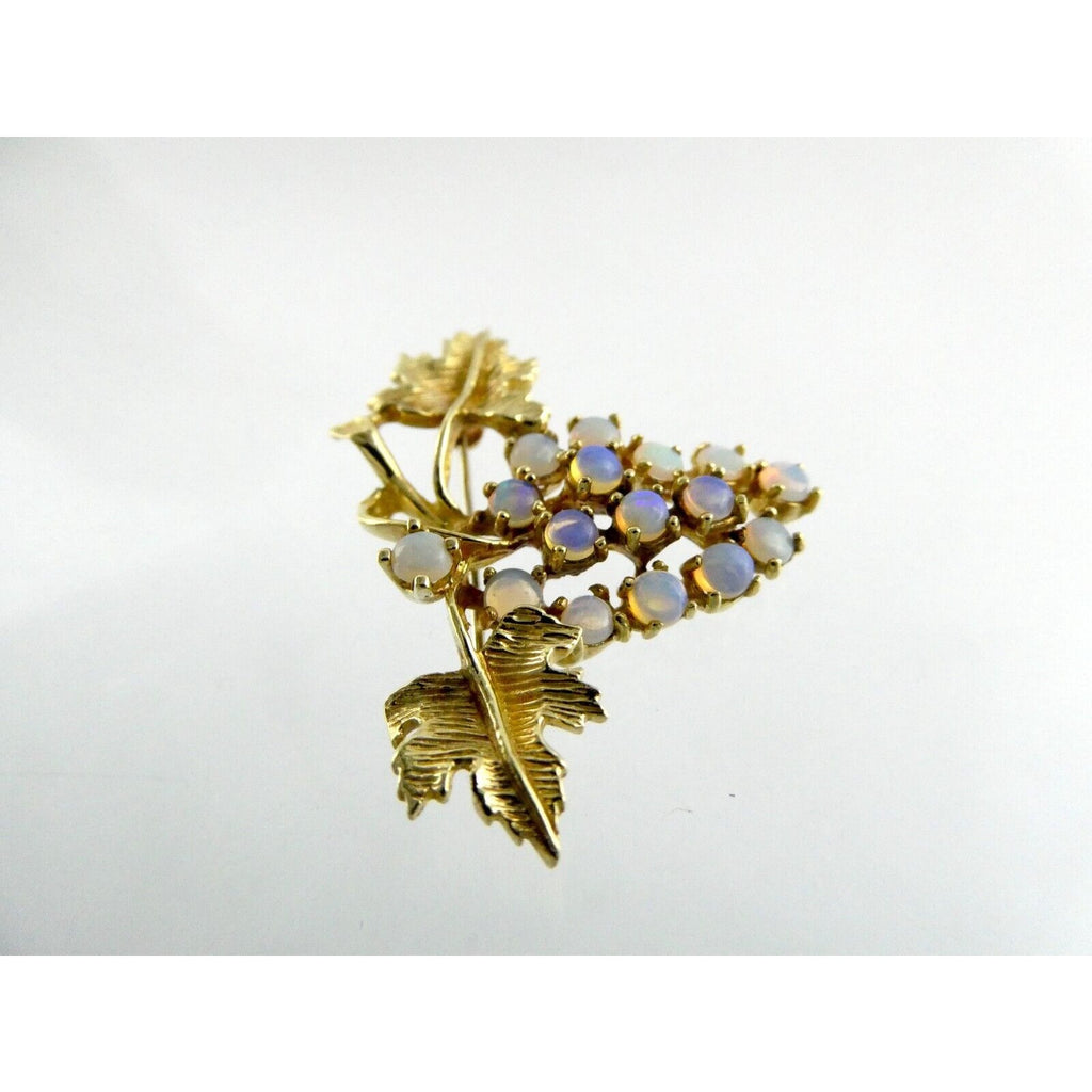 Vintage Hubertus Von Skal Modernist 14k Yellow Gold Opal Grape Pin Brooch 5.4g