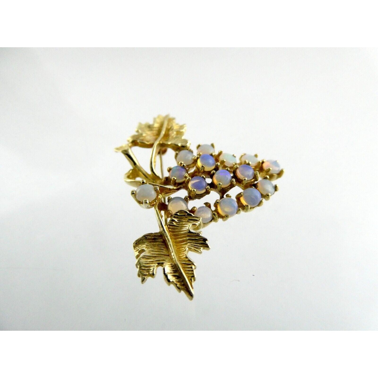 Vintage Hubertus Von Skal Modernist 14k Yellow Gold Opal Grape Pin Brooch 5.4g