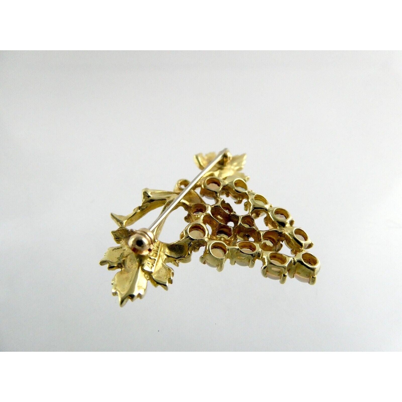 Vintage Hubertus Von Skal Modernist 14k Yellow Gold Opal Grape Pin Brooch 5.4g