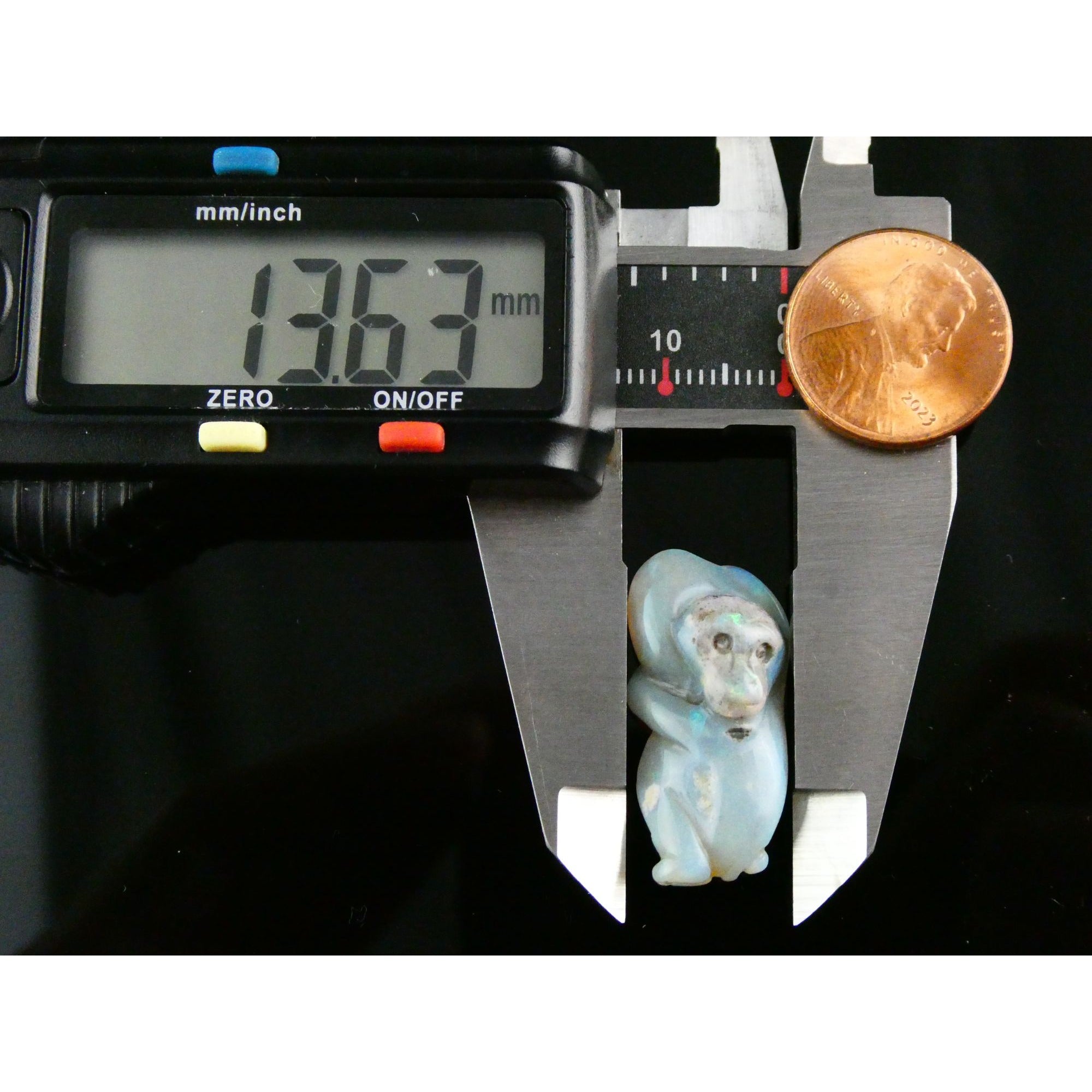 Carved Natural Opal Sitting Monkey Specimen 3.1g Weight 15.28 Carats 28mm Length