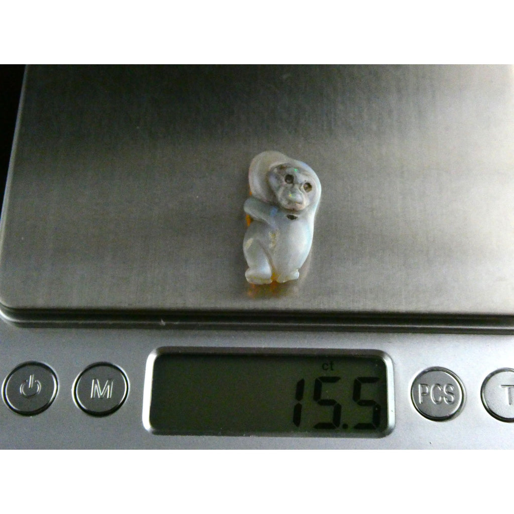 Carved Natural Opal Sitting Monkey Specimen 3.1g Weight 15.28 Carats 28mm Length