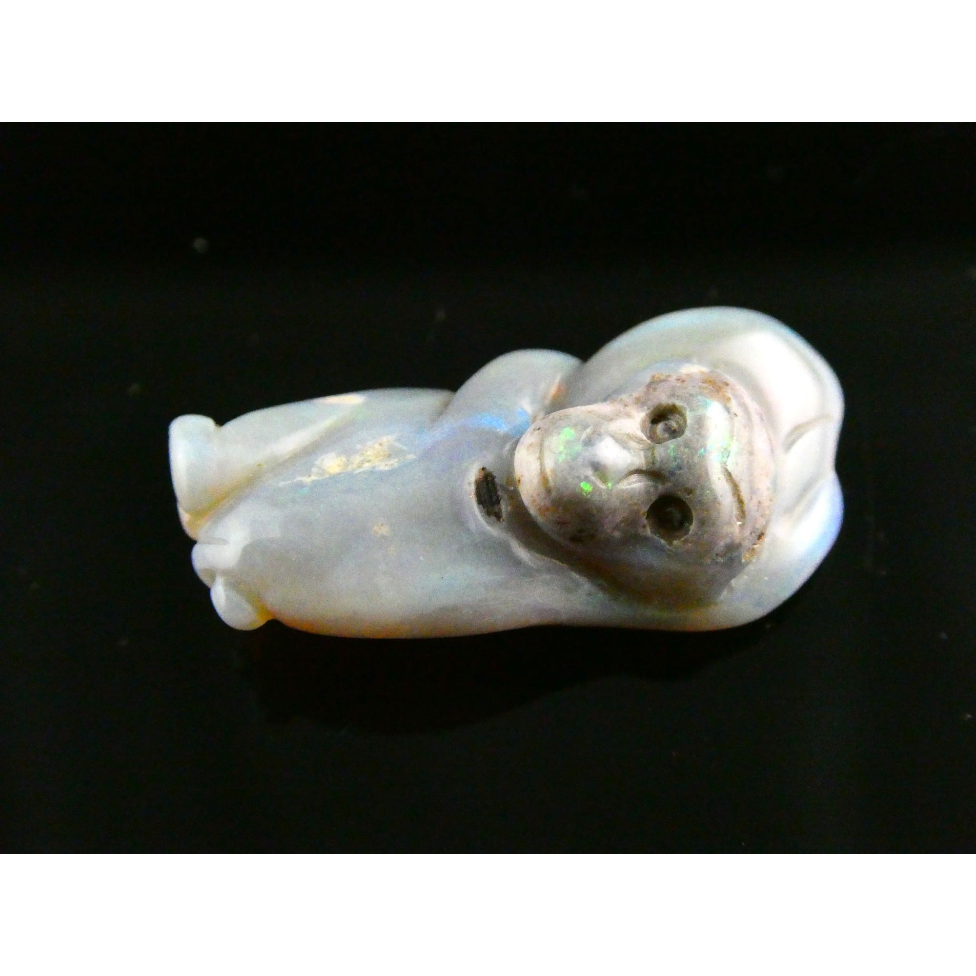 Carved Natural Opal Sitting Monkey Specimen 3.1g Weight 15.28 Carats 28mm Length