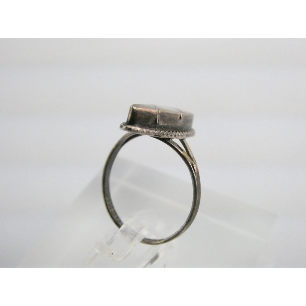 Vintage Taxco Mexico Sterling Silver MOP Shell Inlay Ring Size 5 1.6g AS IS