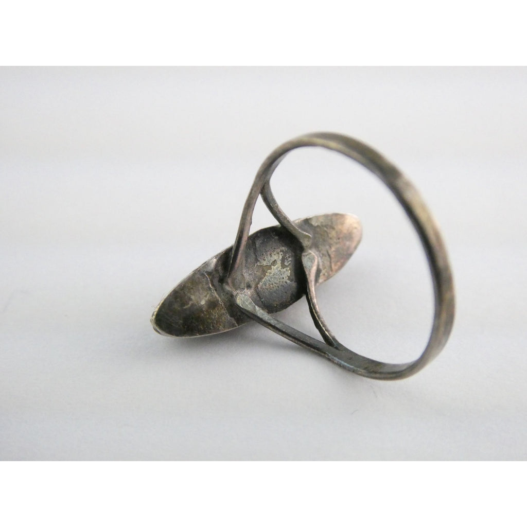 Vintage Taxco Mexico Sterling Silver MOP Shell Inlay Ring Size 5 1.6g AS IS